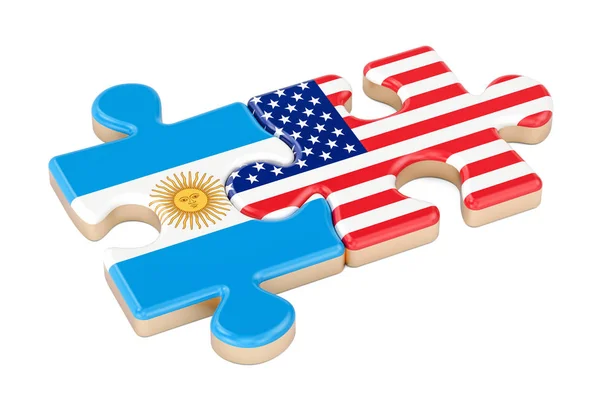 Argentine et États-Unis puzzles à partir de drapeaux, rendu 3D — Photo