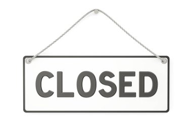 Kapalı asılı işareti, 3d render