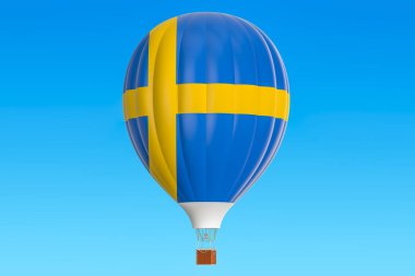 İsveç bayrağı, 3d render ile sıcak hava balonu