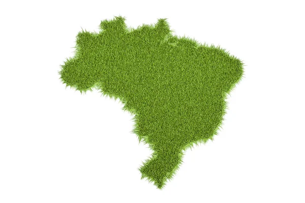 Mappa brasiliana da erba verde, rendering 3D — Foto Stock