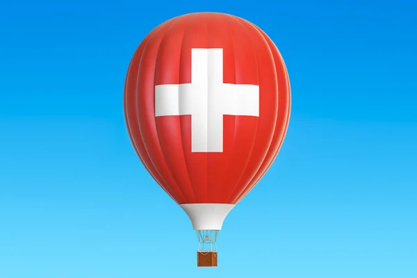 Αερόστατο με σημαία Ελβετίας, 3d rendering — Φωτογραφία Αρχείου