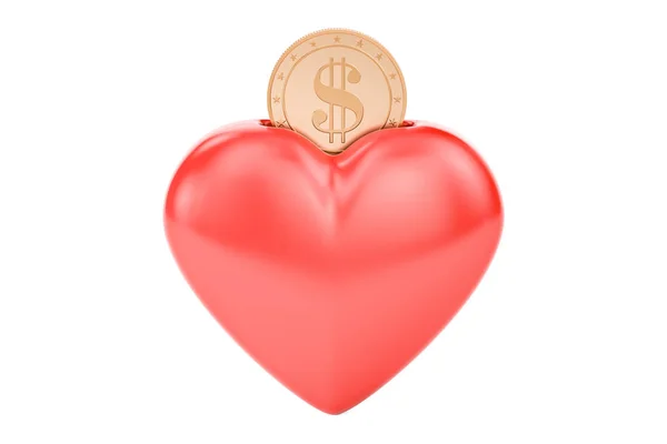 Money box in heart shape, 3D rendering — Stock Photo, Image