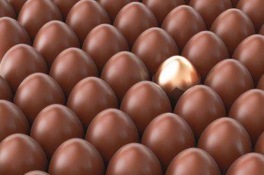 Bir altın yumurta, 3d render ile çikolata yumurta
