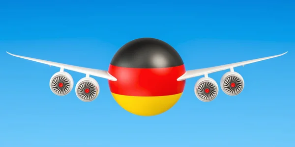 Deutsche Fluggesellschaften und Fluggesellschaften, Flüge nach Deutschland Konzept. 3d ren — Stockfoto