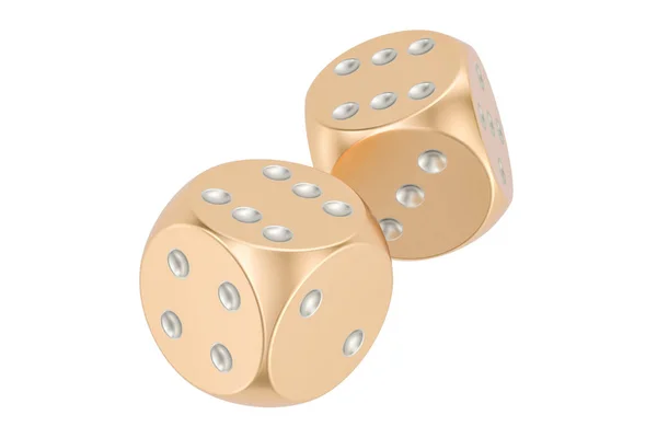 Golden dice, 3D rendering — Stock Photo, Image