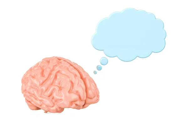 Ανθρώπινου εγκεφάλου με σκέψη σύννεφο, 3d rendering — Φωτογραφία Αρχείου