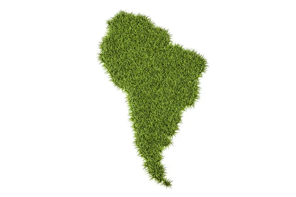 Карта Південної Америки від зеленої трави, 3d-рендерінг — стокове фото