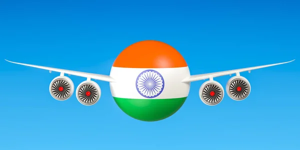 Indiase luchtvaartmaatschappijen en vliegen, vluchten naar India concept. 3D-rende — Stockfoto