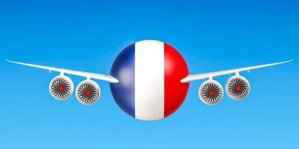 Aerolíneas francesas y vuelos, concepto de vuelos a Francia. 3D rend — Foto de Stock