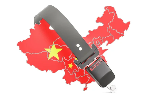 Китайская карта с ремнем безопасности. Безопасность и защита или страхование — стоковое фото