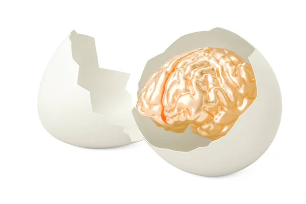 Arany agy belsejében tojás, 3d-leképezés — Stock Fotó