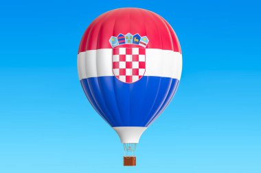 Sıcak hava balonu Hırvat bayrak, 3d render ile