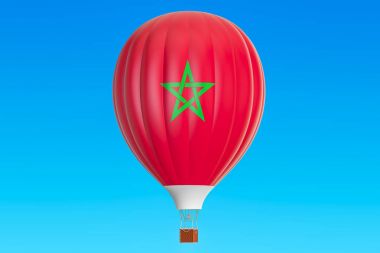 Sıcak hava balonu Fas bayrak, 3d render ile