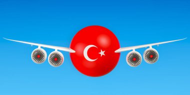 Türk Hava Yolları ve uçmak, motorlarınızı Türkiye kavramı için. 3D ren