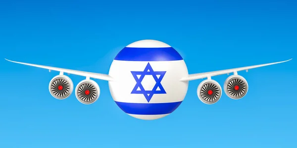Lignes aériennes israéliennes et vols, vols vers Israël concept. 3D ren — Photo