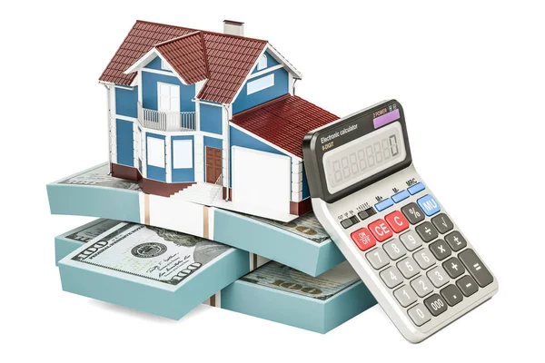 Hypothek und Bezahlung für Hauskonzept, 3D-Rendering — Stockfoto