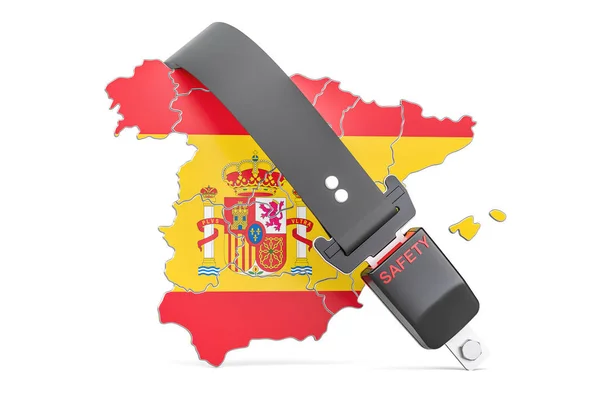 Hiszpański mapę z pasem bezpieczeństwa. Bezpieczeństwa i ochrony lub ubezpieczenia — Zdjęcie stockowe