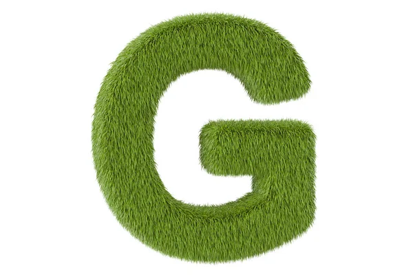 Green letter G from grass closeup, 3D rendering — Stock Photo, Image