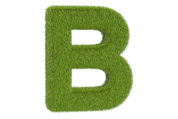 緑の草、3 d レンダリングからの手紙 B — ストック写真