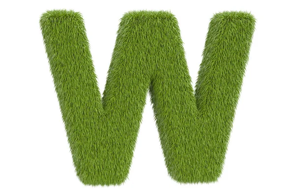 草、3 d レンダリングから緑文字 W — ストック写真