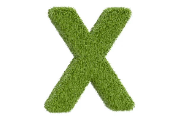 Letra X de hierba verde, representación 3D — Foto de Stock