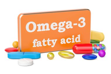 Vitamini Omega-3 kavramı, 3d render