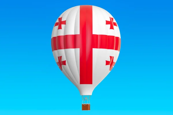 Hete luchtballon met Georgische vlag, 3D-rendering — Stockfoto