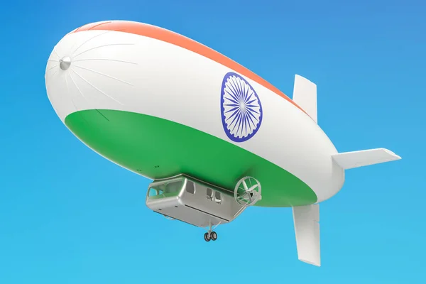 Léghajó vagy kormányozható léggömb indiai zászló, 3d-leképezés — Stock Fotó