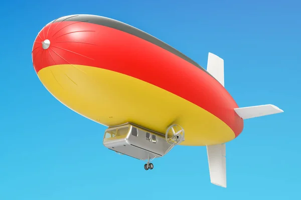 Aeronave ou balão dirigível com bandeira alemã, renderização 3D — Fotografia de Stock