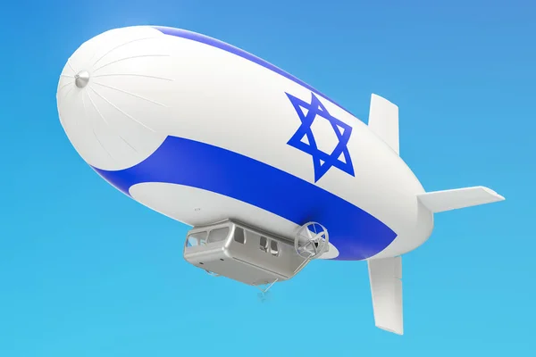 Airship or dirigible balloon with Israeli flag, 3D rendering — Stock Photo, Image