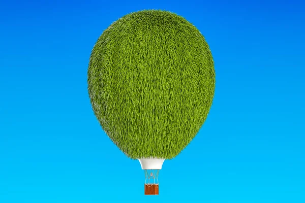 Globo de aire caliente de hierba verde, representación 3D — Foto de Stock