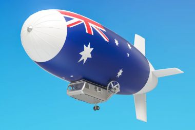 Avustralya bayrağı, 3d render ile zeplin veya zeplin balon
