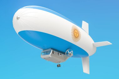 Arjantin bayrağı, 3d render ile zeplin veya zeplin balon