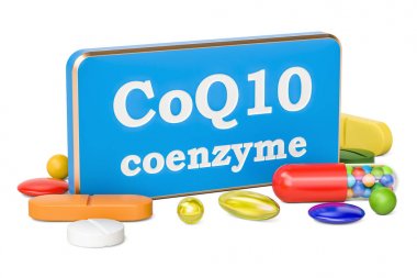 Koenzim Q10 kavramı, beyaz arka plan üzerinde izole 3d render