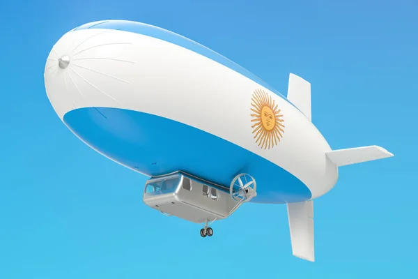 Luftschiff oder Luftballon mit argentinischer Flagge, 3D-Darstellung — Stockfoto