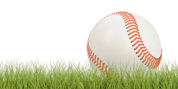 Honkbal bal concept op het gras, 3D-rendering — Stockfoto