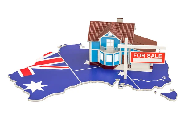 Ακίνητα προς πώληση και ενοικίαση στην Αυστραλία concept, 3d rendering — Φωτογραφία Αρχείου