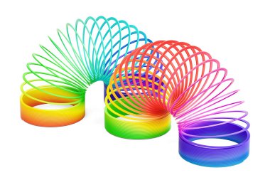 Gökkuşağı plastik sinsi oyuncaklar, 3d render