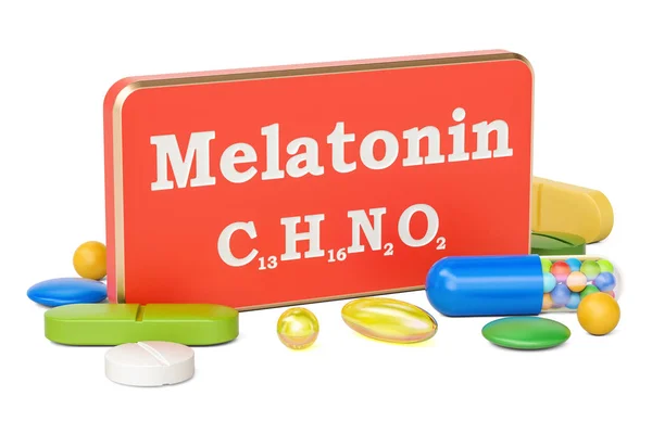 Concepto de melatonina, representación 3D —  Fotos de Stock