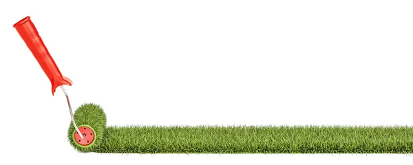 Gras met rolborstel. Eco-vriendelijk concept, 3D-rendering — Stockfoto
