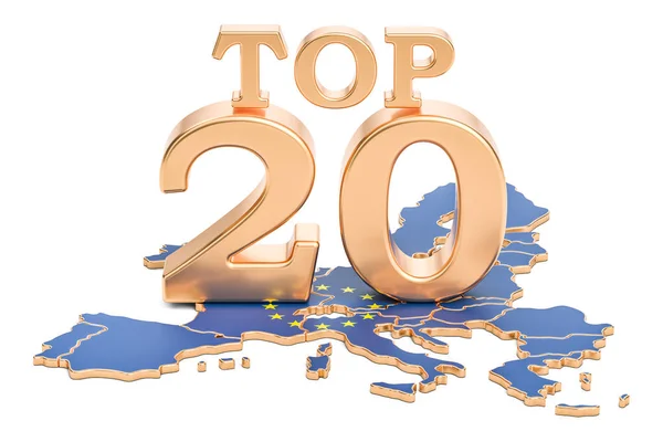 Europeu Top 20 conceito, renderização 3D — Fotografia de Stock