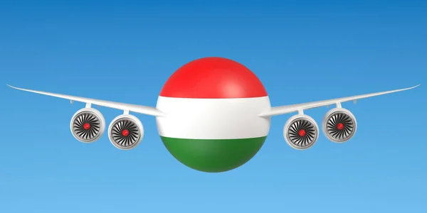 Companhias aéreas húngaras e conceito de voo. Renderização 3D — Fotografia de Stock