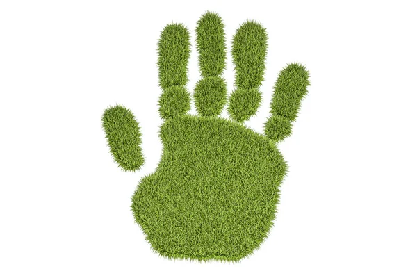 Grass human hand print, 3D rendering — Stock Photo, Image