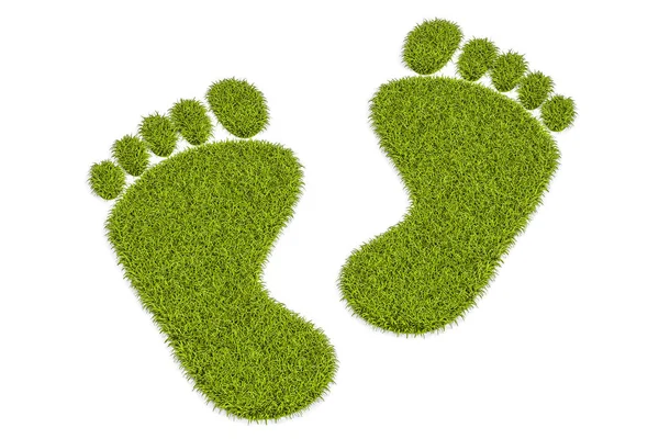 잔디 인간의 발자국, 3d 렌더링 — 스톡 사진