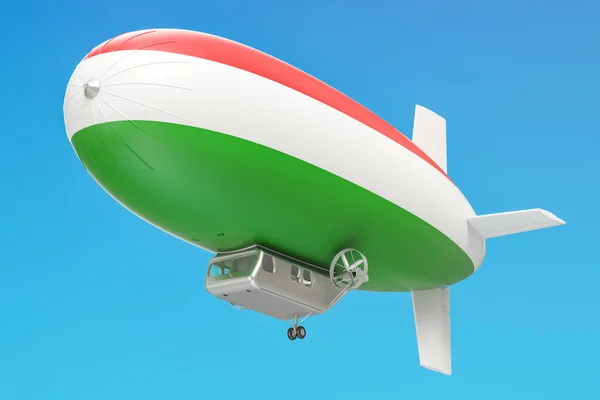 Luftschiff oder Luftballon mit ungarischer Flagge, 3D-Darstellung — Stockfoto