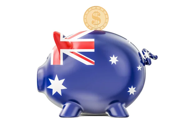 Скарбничка в прапор Австралії та золота монета долар. Інвест — стокове фото