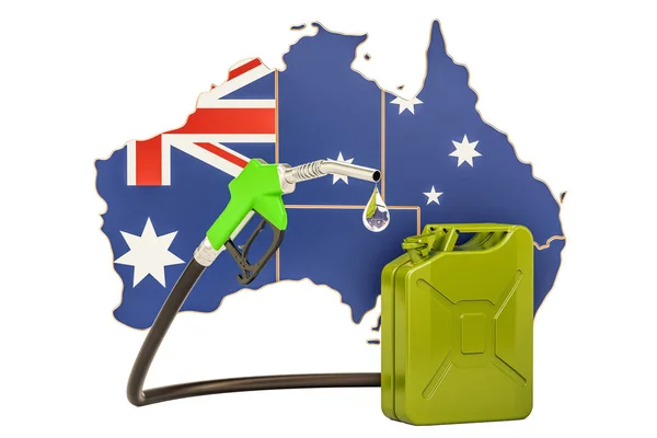 Виробництво та торгівля бензину в Австралії, концепція. 3D що — стокове фото