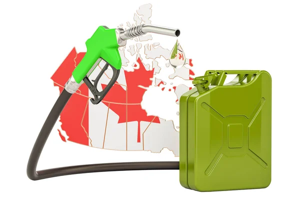 Productie en handel van benzine in Canada, concept. 3D-rendering — Stockfoto