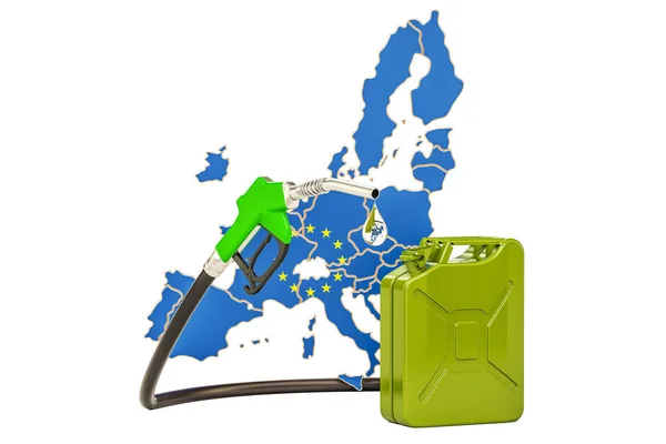 Производство и торговля бензином в Европейском Союзе, концепция. 3D re — стоковое фото