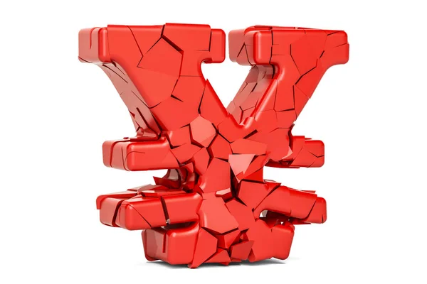 Iene quebrado ou símbolo yuan, renderização 3D — Fotografia de Stock